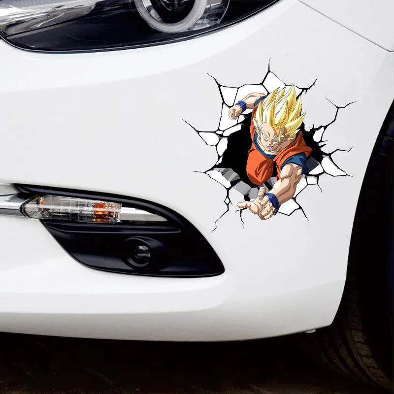 Anime Dragon Ball Car Sticker Super Saiyan Son Goku Body Decoration Broken Sticker Scratch Cover Sticker Children\'s Toy Gift