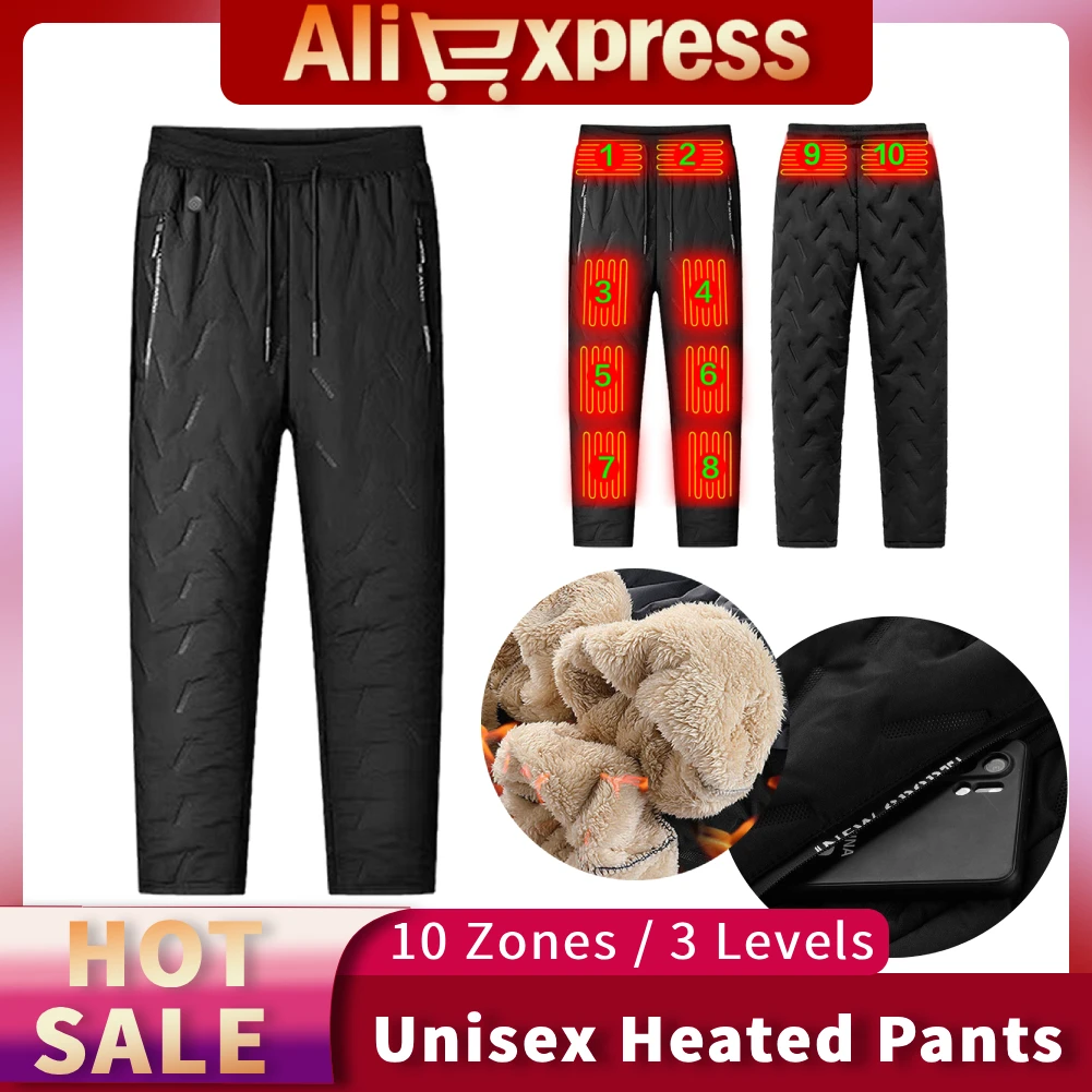 USB للجنسين ساخنة السراويل الشتاء الذاتي التدفئة السراويل 10 مناطق التدفئة 3 درجة الحرارة قابل للتعديل مقاوم للماء السراويل الحرارية الكهربائية #1