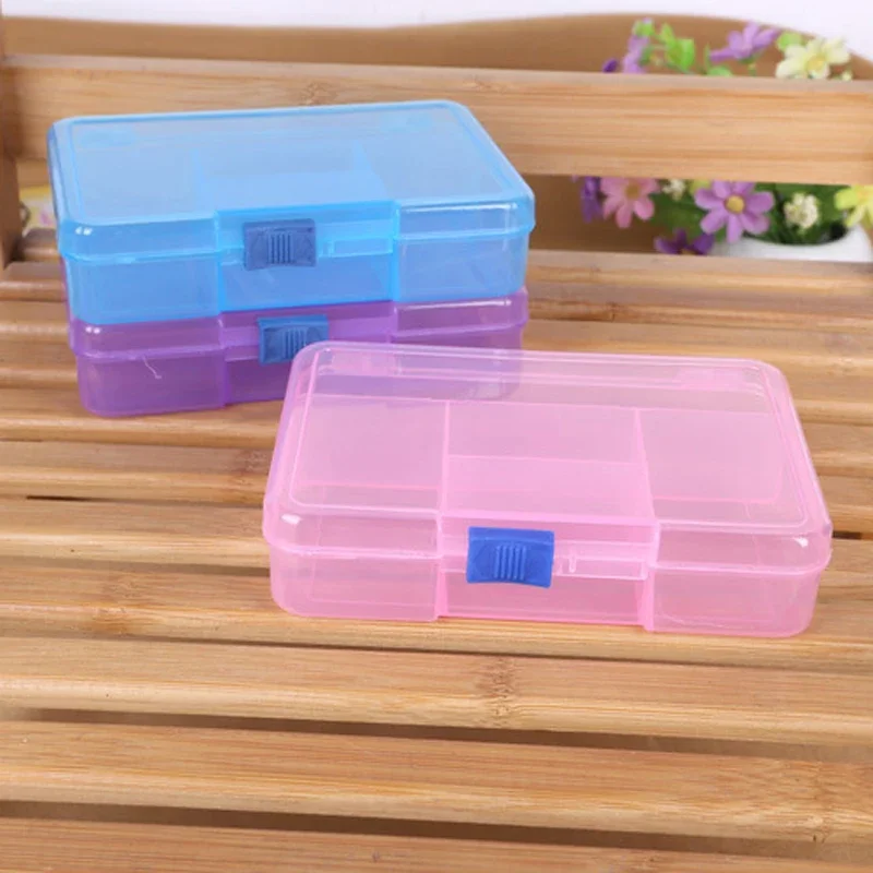 Caja de almacenamiento de plástico con 5 rejillas, organizador de pendientes, anillos de cuentas, caja organizadora de joyería, soporte de exhibición, caja de pastillas medicinales, contenedor