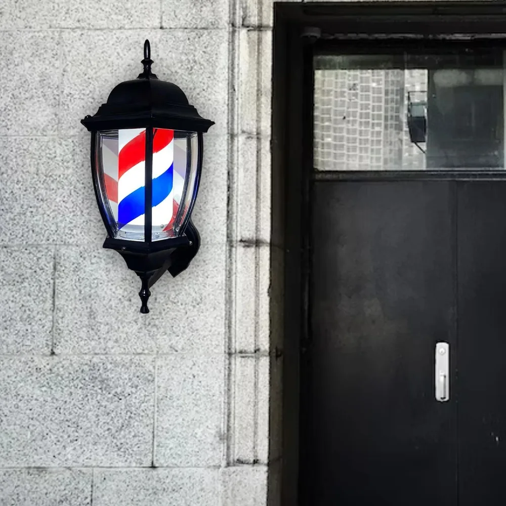 Barber Pole Light Rotating Barber Pole light Wall Mounted Waterproof Stripes Nightlight For Hair Salon Open Signs