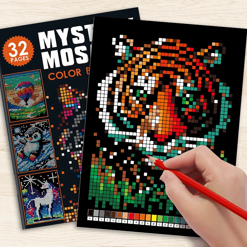 Digital Coloring Book,  Patterns of 32 Animals and Interesting Things Complete Coloring with Corresponding Numbers Drawing Book