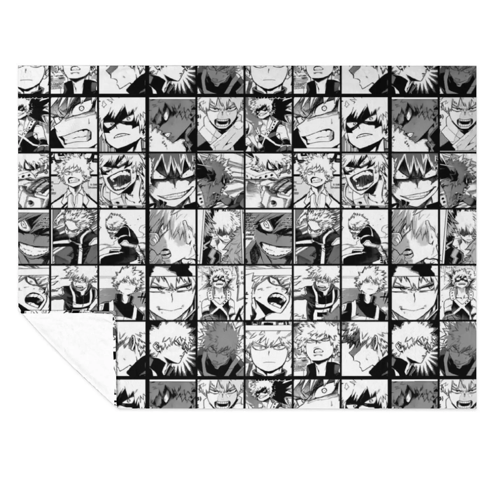 

kacchan - collage black and white version Throw Blanket Hairy Loose Soft funny gift Blankets