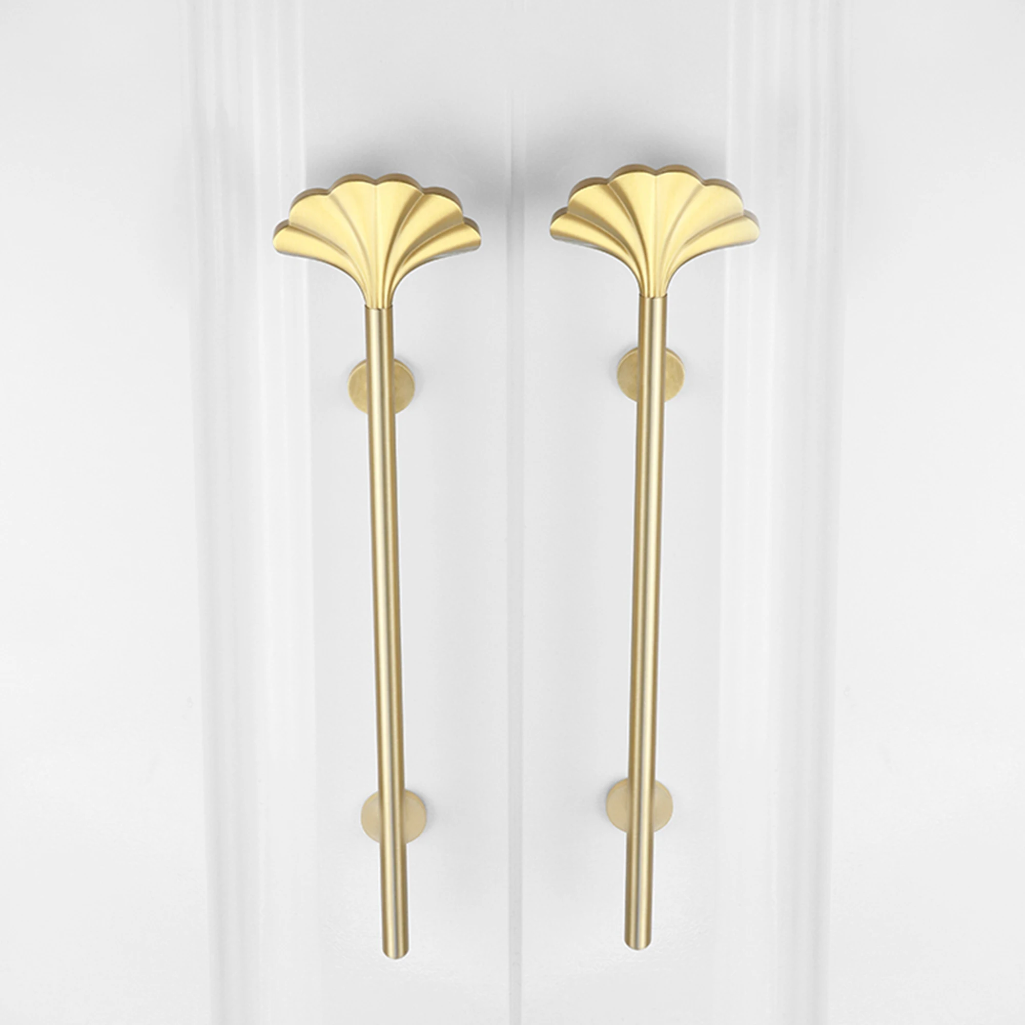 1PC Solid Brass Ginkgo Leaf Shape Furniture Handles Gold Cabinet  Handles Hardware Home Decor Wardrobe Pulls Cupboard Door Knobs image 5