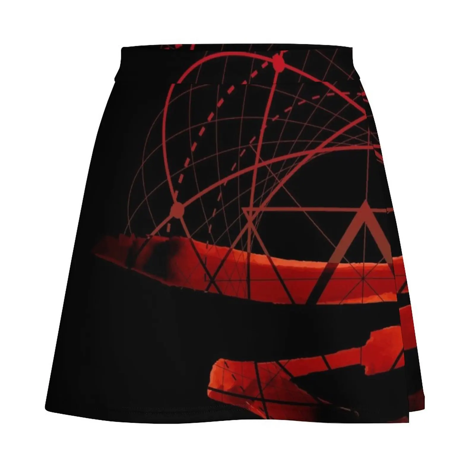 Deep Red Abstract Calligraphy Mini Skirt Female skirt korean style clothes skorts for women women's golf wear summer Mini Skirt