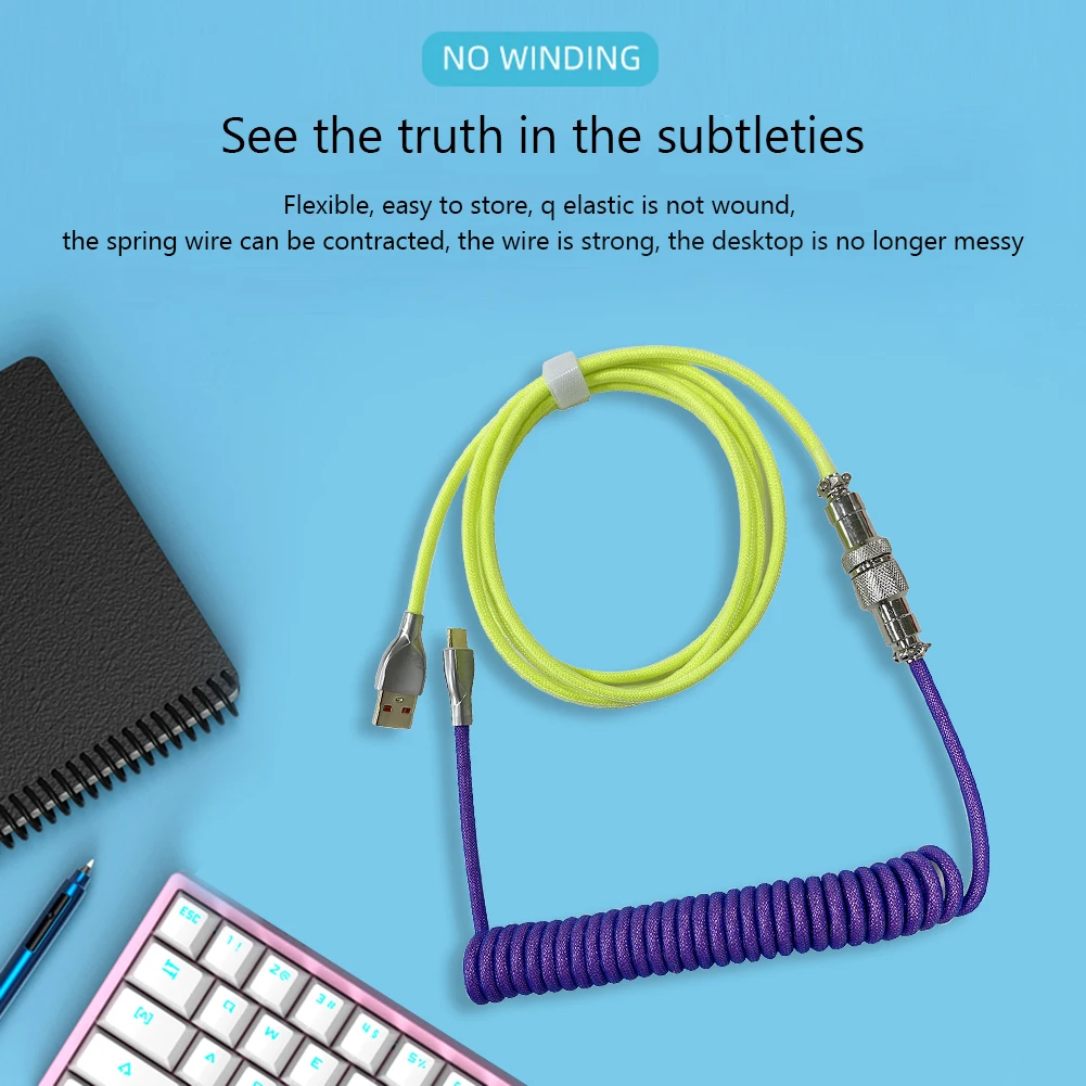 기계식 키보드 코일 케이블 와이어 유형 C 사용자 정의 Usb 포트 케이블 게임 키보드 액세서리 용 Aviator 코일 링 케이블