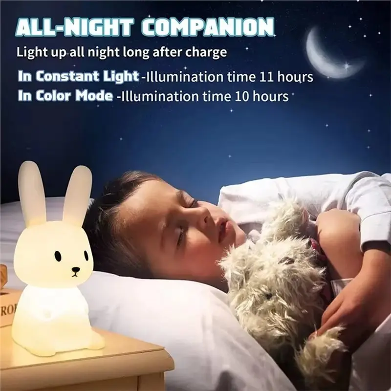 [ABFI!】 LED Night Light With Touch Sensor Silicone Cute Animal Table Lamp For Bedroom For Kids Baby Child Home Decor Gift