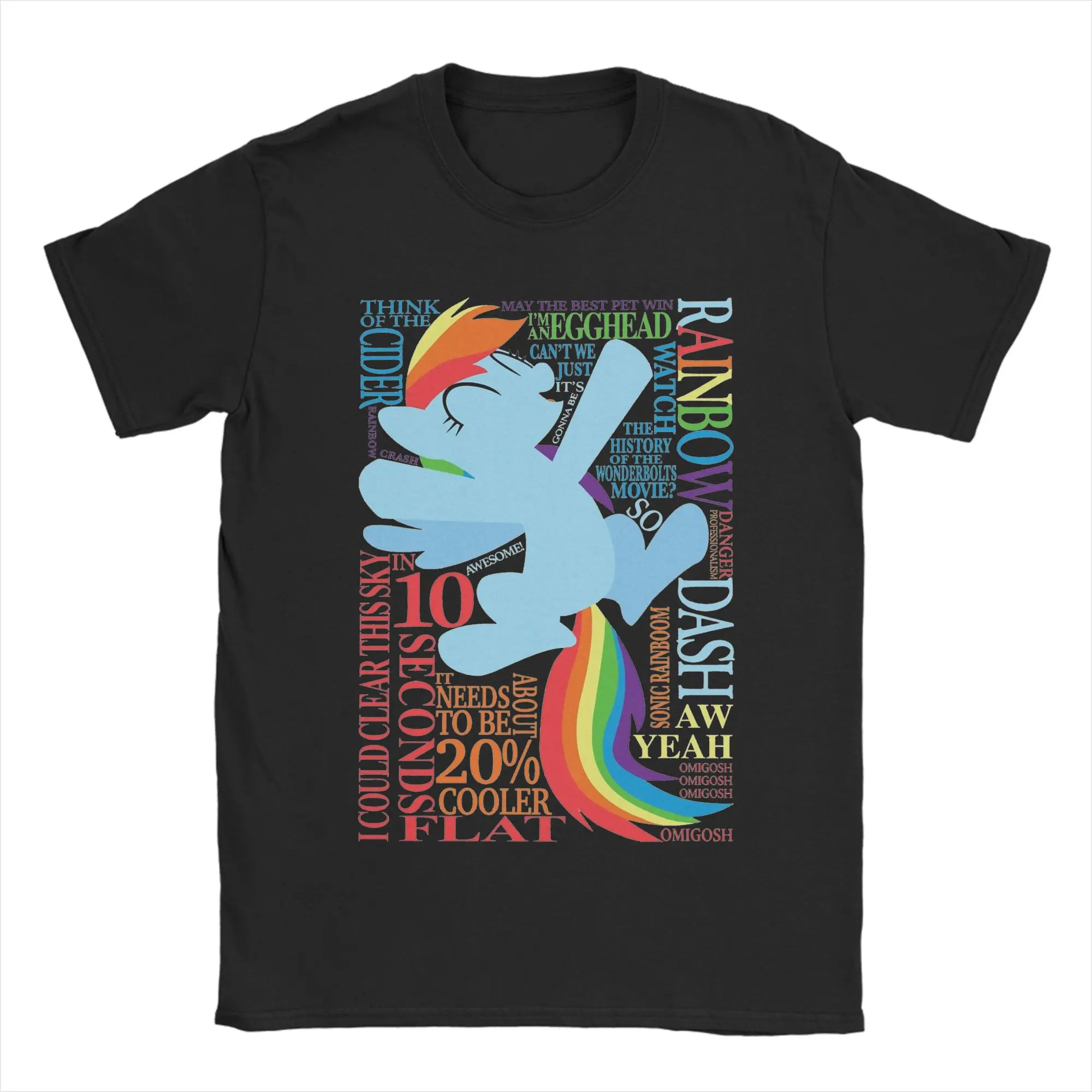 Camiseta The Many Words of Rainbow Dash, camisetas de algodón puro vintage con diseño de caballos, amistad es magia, camiseta de manga corta con cuello redondo