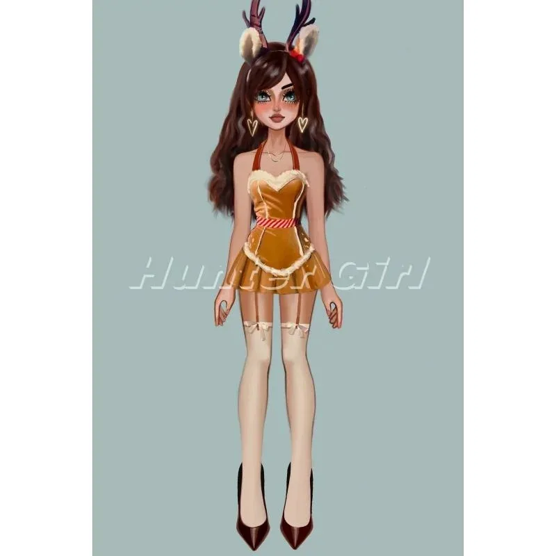 

Az15Рождественский костюм Лось Олень, чистая и популярная девушка с вырезом 2022, плиссированная юбка, сексуальное рождественское платье