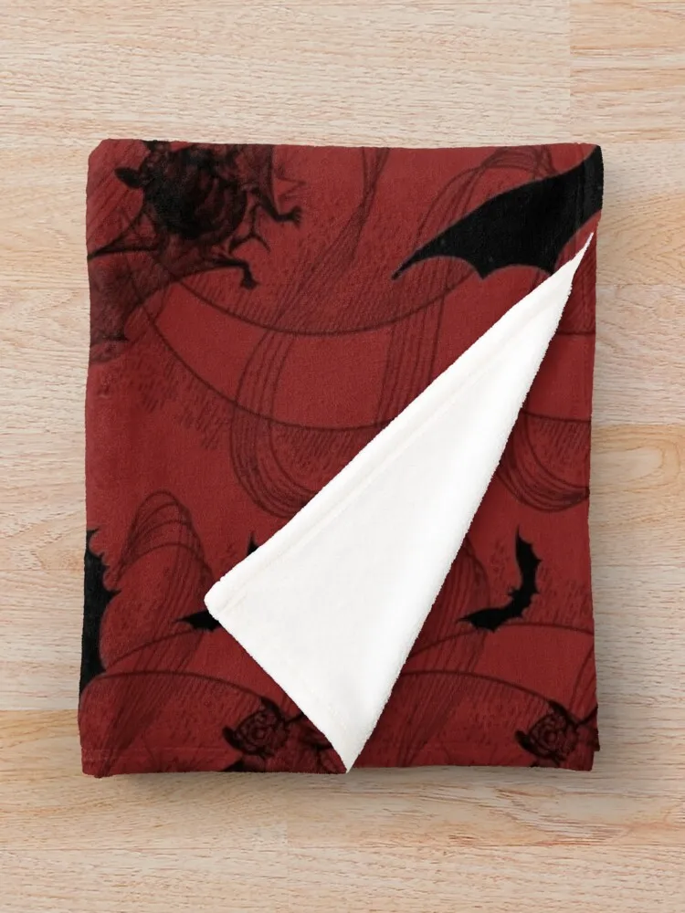 Gothic Halloween Bat Pattern Red Background Throw Blanket Thin Blankets Flannel Blanket throw blanket for sofa