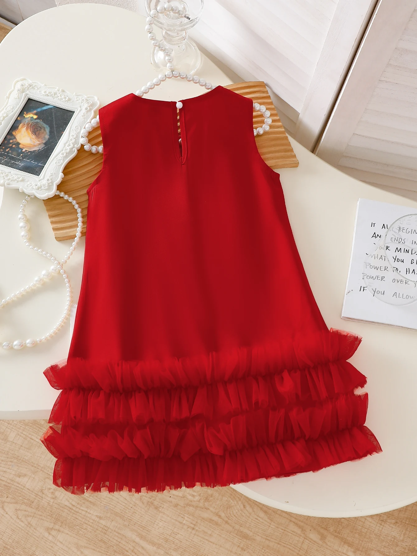 Adorable Toddler Girl Festive Dress Sleeveless Big Bow Ruffle Tulle Hem