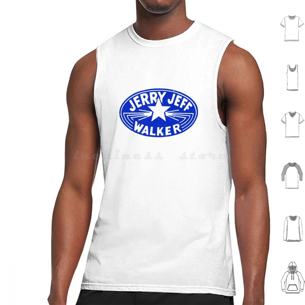 Jerry Jeff Walker Blue Vintage Logo Classic Tank Tops Print Cotton Jerry Jeff Walker Blue Vintage Logo