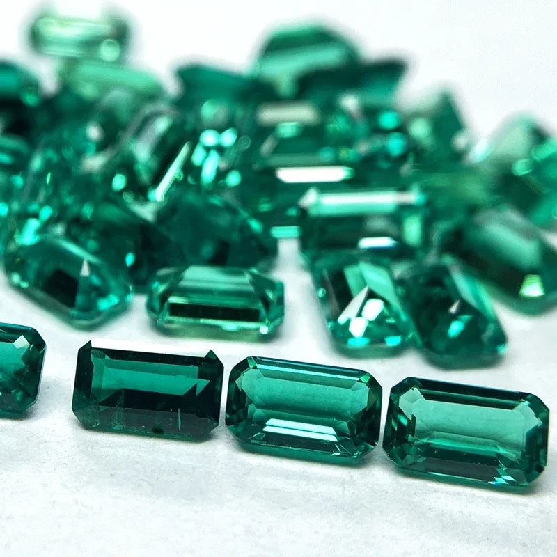 Lab Grown Emerald Rectangle Shape Hydrothermal Columbia Emerald Gemstones For Diy Jewelry Making Selectable AGL Certificate