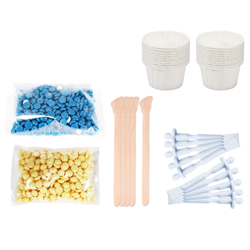 1Set Premium Wax Hair Removal Kit Quick Solid Unhairing Material for Face Body Nose Facial Hair Removal Women Men Home Salon Use