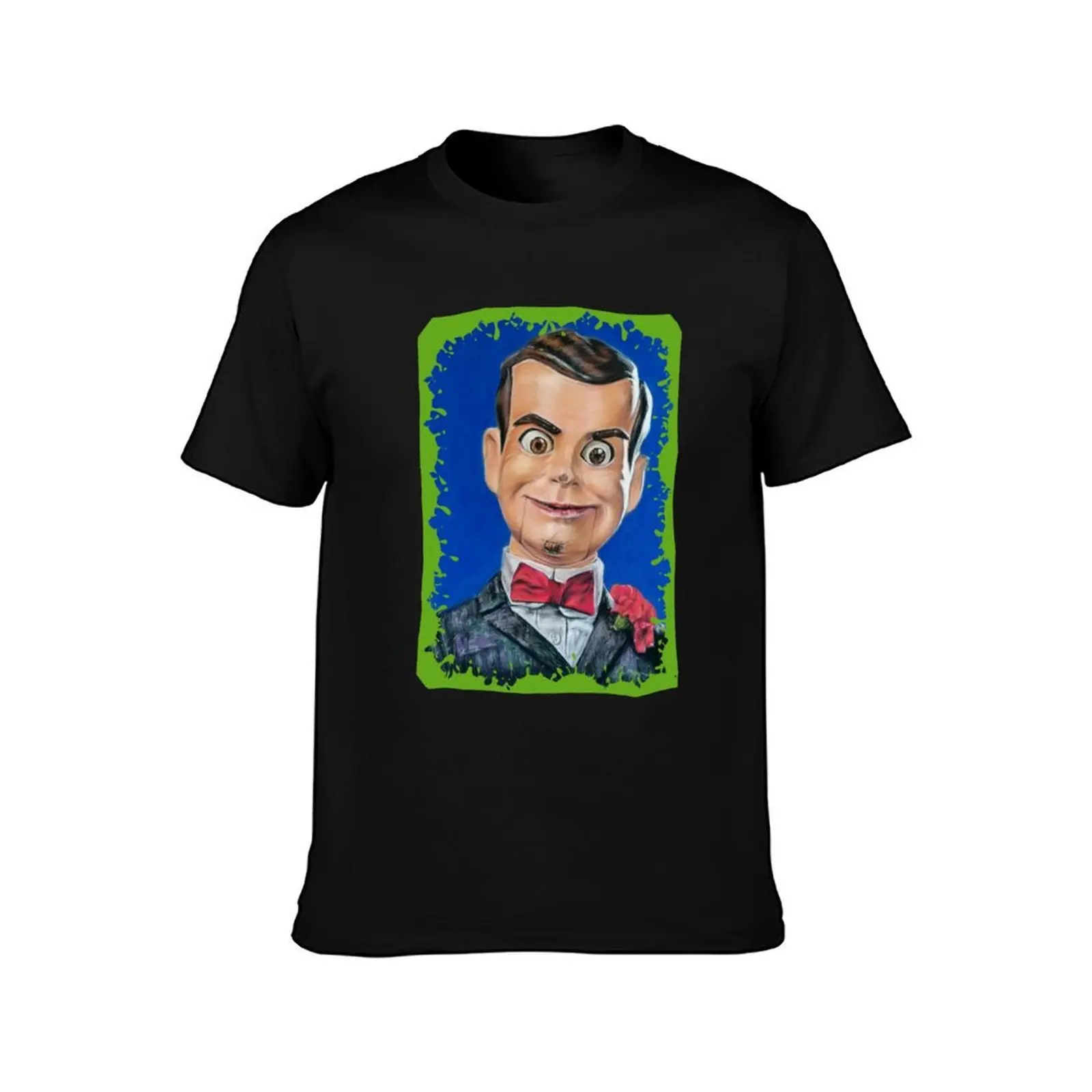 Spooky Ventriloquist Dummy monster slime T-Shirt, Summer Casual Cotton Tee, Oversized Streetwear Tops, Vintage Graphic Print