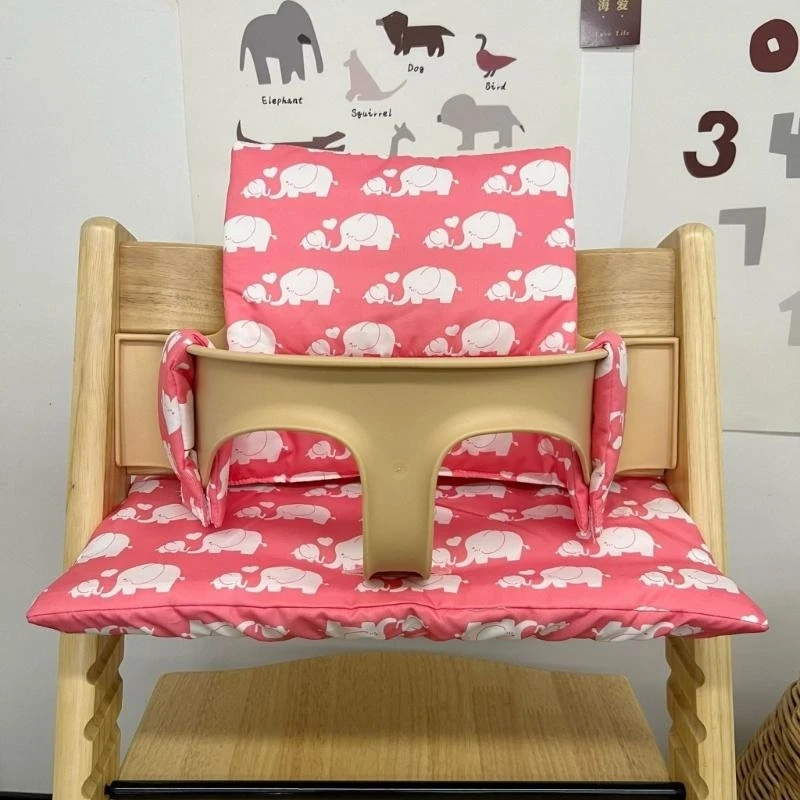 J15U Cartoon Elephant Kids Chair Cushion Soft & Breathable Dining Chairs Mat Detachable Cushion Nonslip Bottom Pad