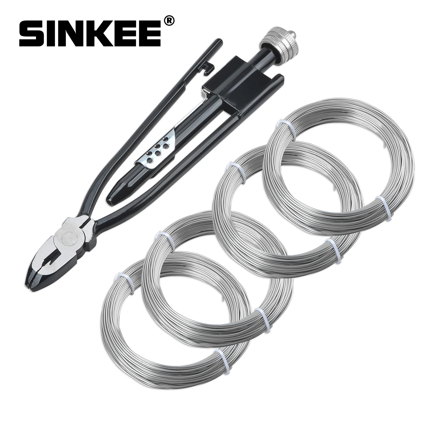 6/9 Inch Safety Wire Twisting Twister Side Cutting Lockwire Pliers Tool With 4 Set Stainless Steel Wire