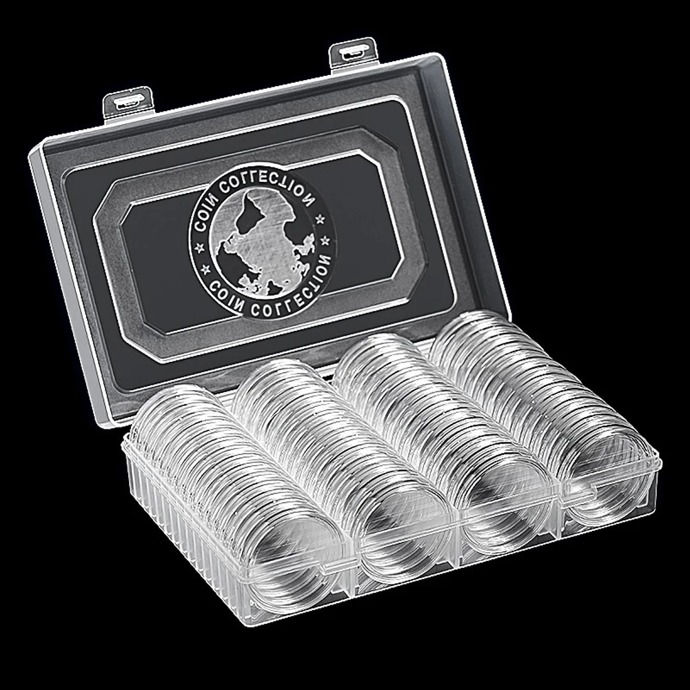 

41mm Coin Holder 60PCS Coin Capsule Box Coin Storage Box Professional Coin Storage Boxes For Coin Collection 197*127*50mm