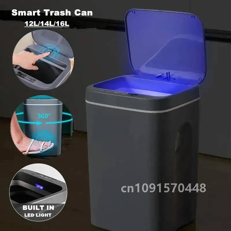 24L Smart Trash Can Multi-function Automatic Sensor Dustbin Electric Intelligent Waste Bin for Kitchen Bathroom Bedroom Garbage