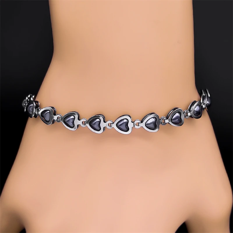 Gothic Connecting Heart ABS Neck Chain Necklace for Women Egirl Stainless Steel Link Chains Bracelet Anklet Y2K Collar Jewelry