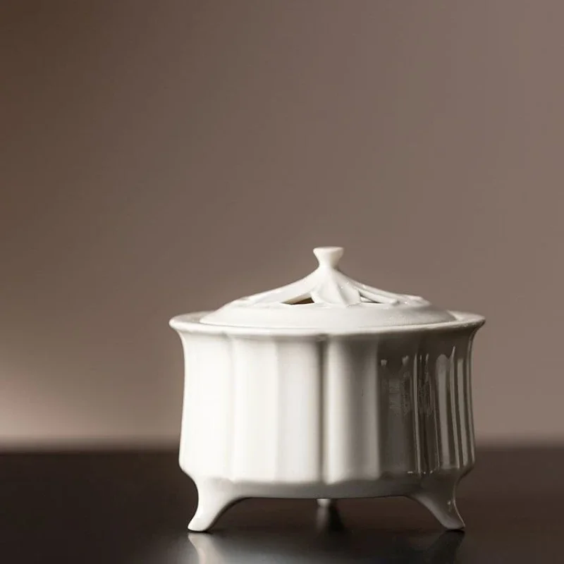 

Japanese-style creative handcrafted wood ash three-legged incense burner, retro and simple ceramic household incense base