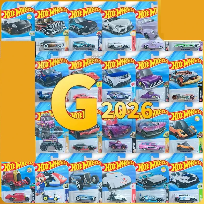 2026G Original Hot Wheels Carro de Brinquedo para Meninos 1/64 Diecast BMW Toyota GR Supra Porsche 911 Carrera Mario Ferrari DINO Chevy Modelo Presente