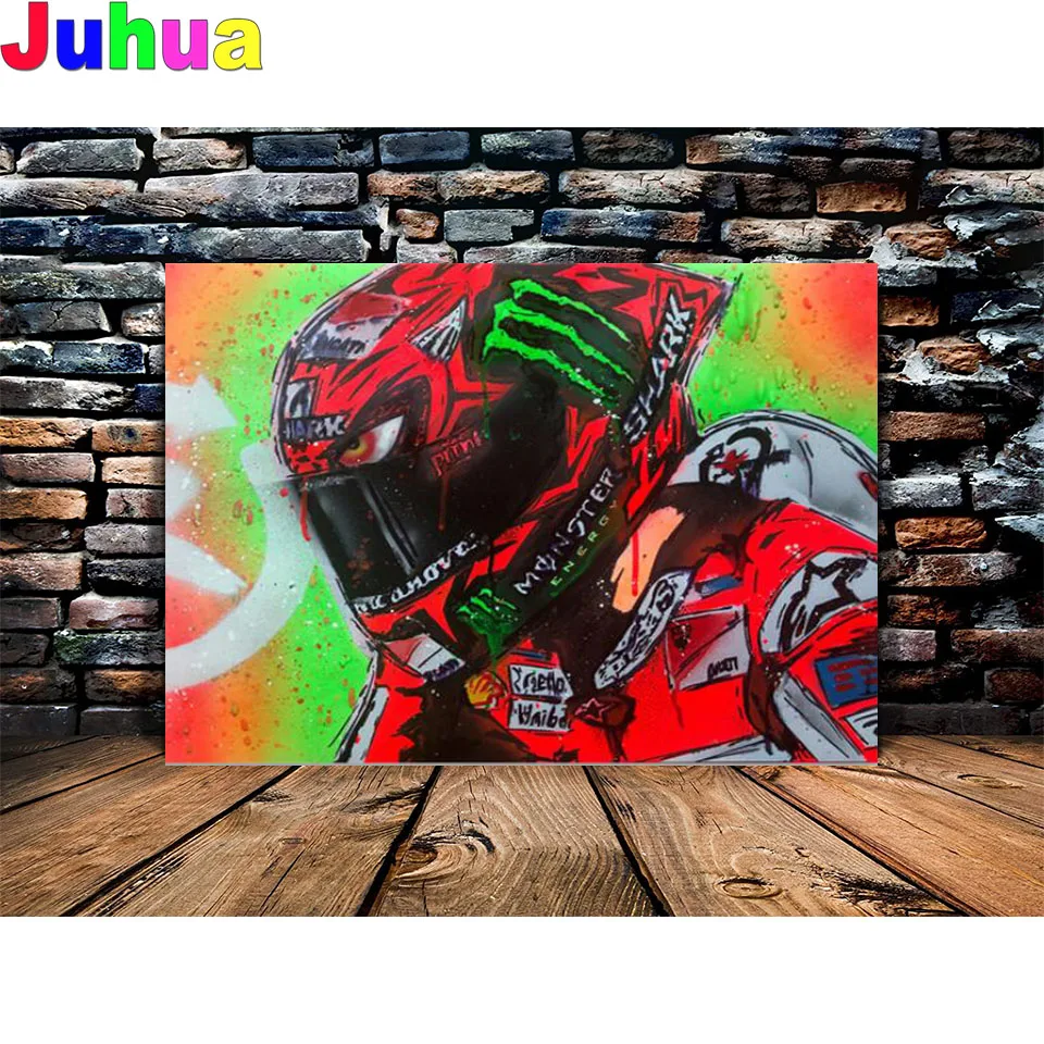 Abstract Colorful Art Diamond Painting Motorcycle racer diamond embroidery rhinestone picture Posters for Portrait Art Diamond