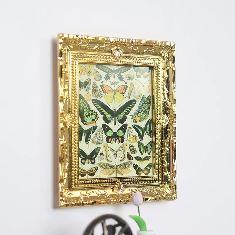 1:6/1:12 Dollhouse Miniature Vintage Golden Frames Butterfly Oil Painting Famous Paintings Mural Model Mini Picture Decor Toys