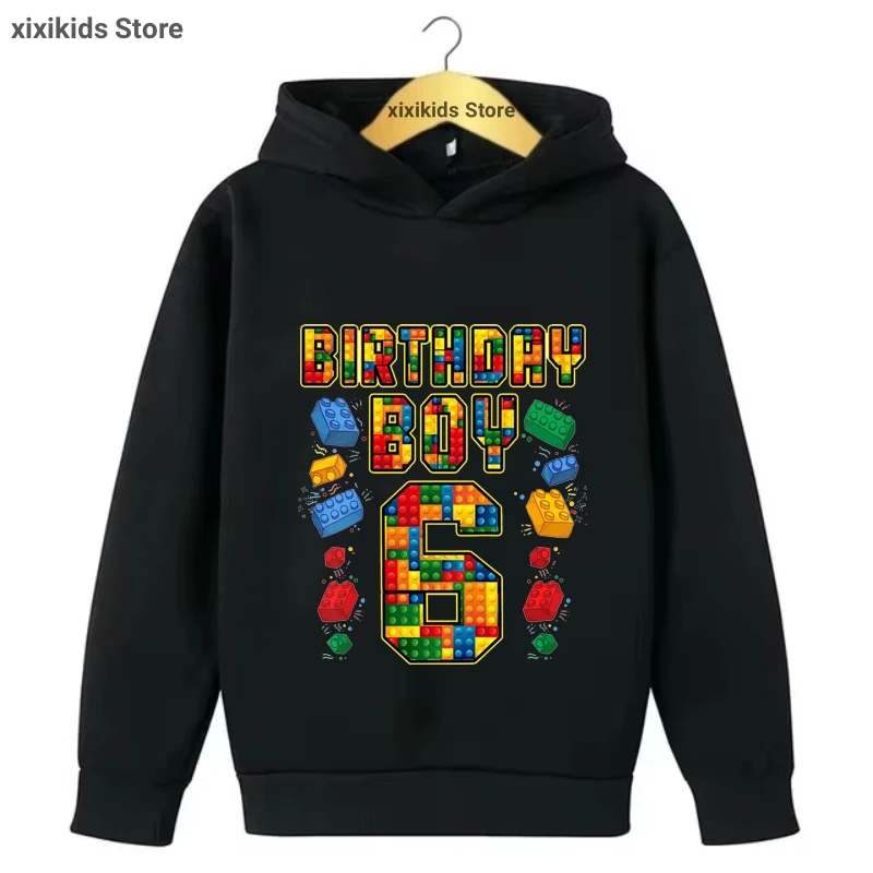 

Master Builder Block Building 4th/5th/6th/7th Birthday Gift Printed Cap Hoodies Kids Clothes Spring/ Autumn/Winter Sweatshirt