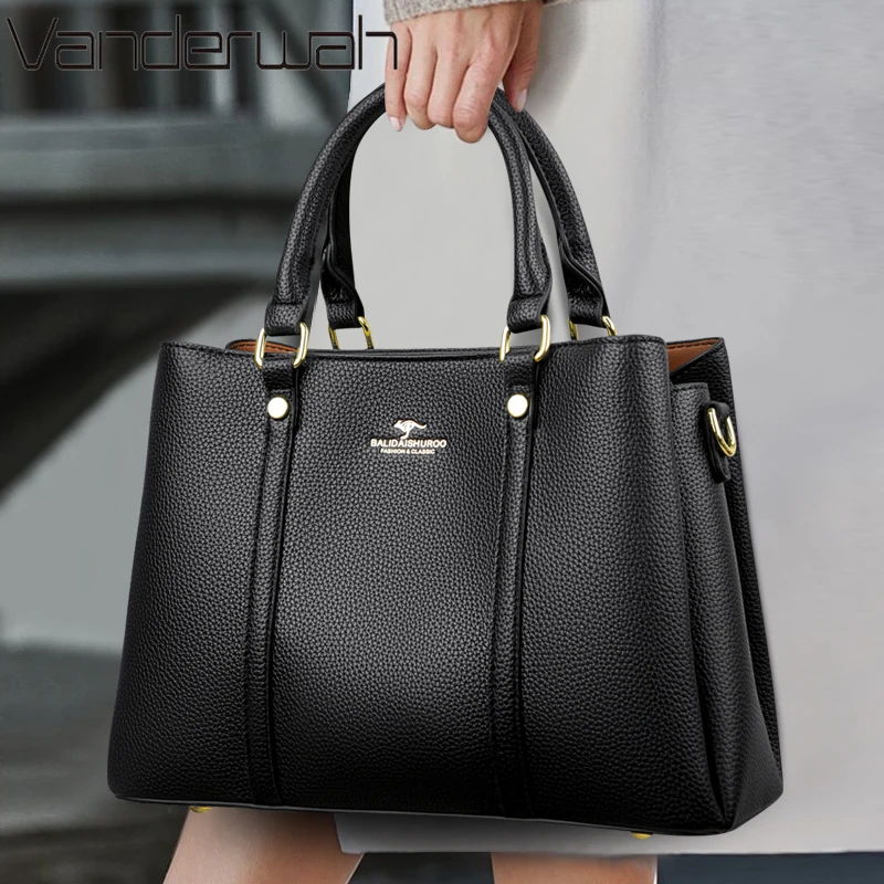 

Натуральная брендовая трехслойная дизайнерская сумка через плечо для женщин, сумки из мягкой искусственной кожи, высококачественная сумка через плечо