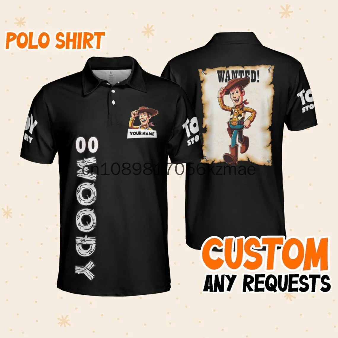 Customized Name Toy Story Woody Polo Shirt 3D Printing Disney Casual Fashion Short Sleeve Men's Polo Shirt