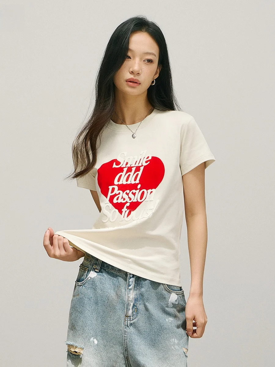 

Футболка Slim Fit ort Sve SMILEDDD American Sle round Ne Floing Jazz Dance Love Heart Print Хлопковый женский топ