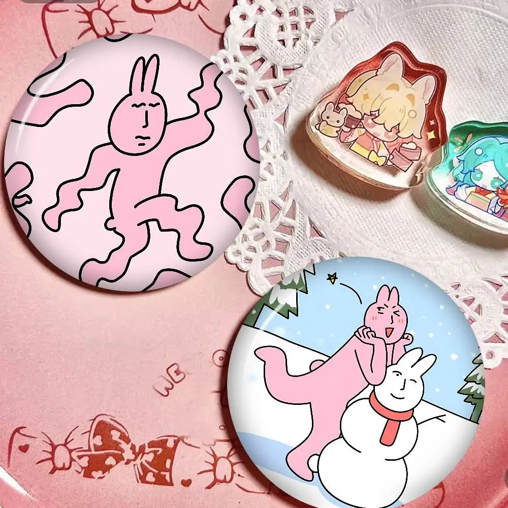 My F-Friend Pink Rabbit Funny Anime Brooches Cute Cartoon  Badge Jacket Jeans Lapel Pin Gift Accessorie