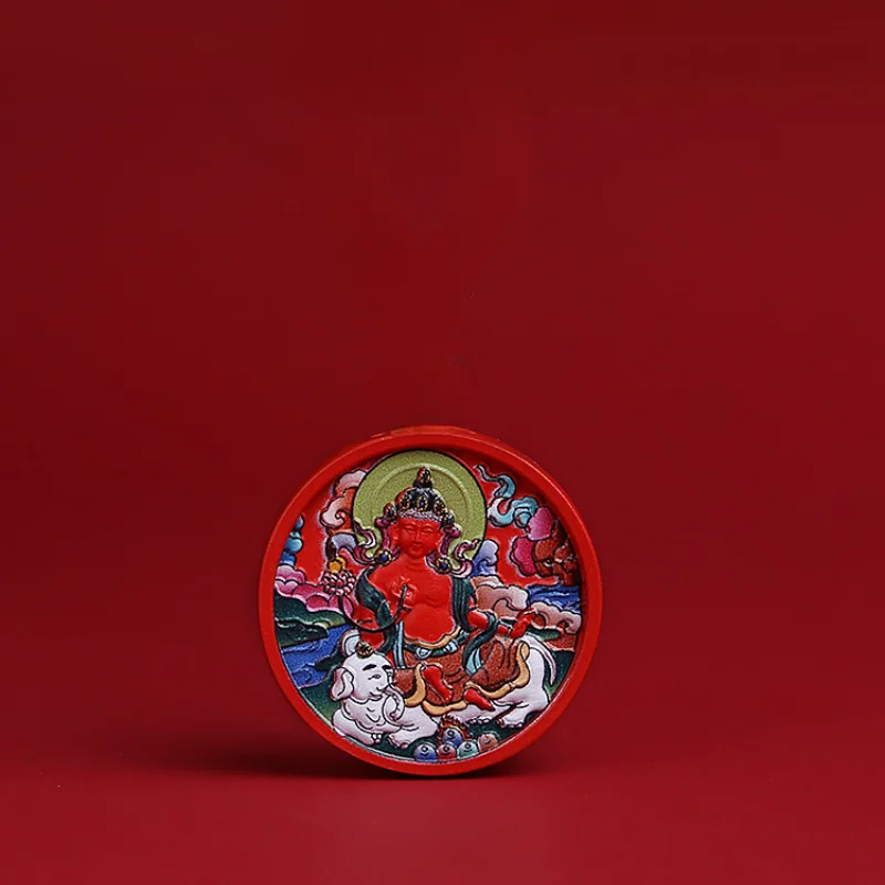 Cinnabar Naturalistic Buddha Pendant Painted Thangka Eight Patron Saints Pendant