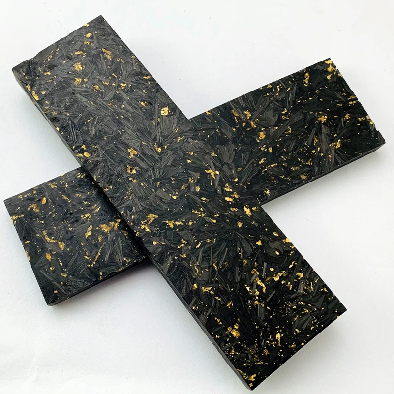 2pcs/lot 4 Sizes Gold Foil Color Marble Pattern Crushed Carbon Fiber Resin Filling Material Board for Knife Tools Handle Scales