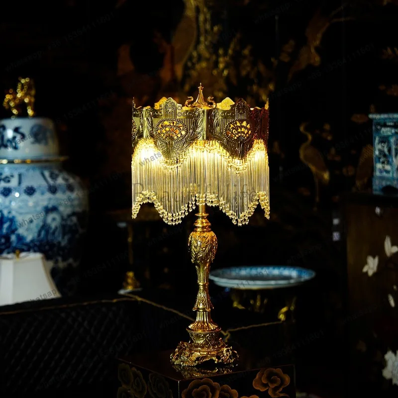 LSTD85 French brass crystal table lamp, retro living room bedroom, bedside creativity, decorative ornament