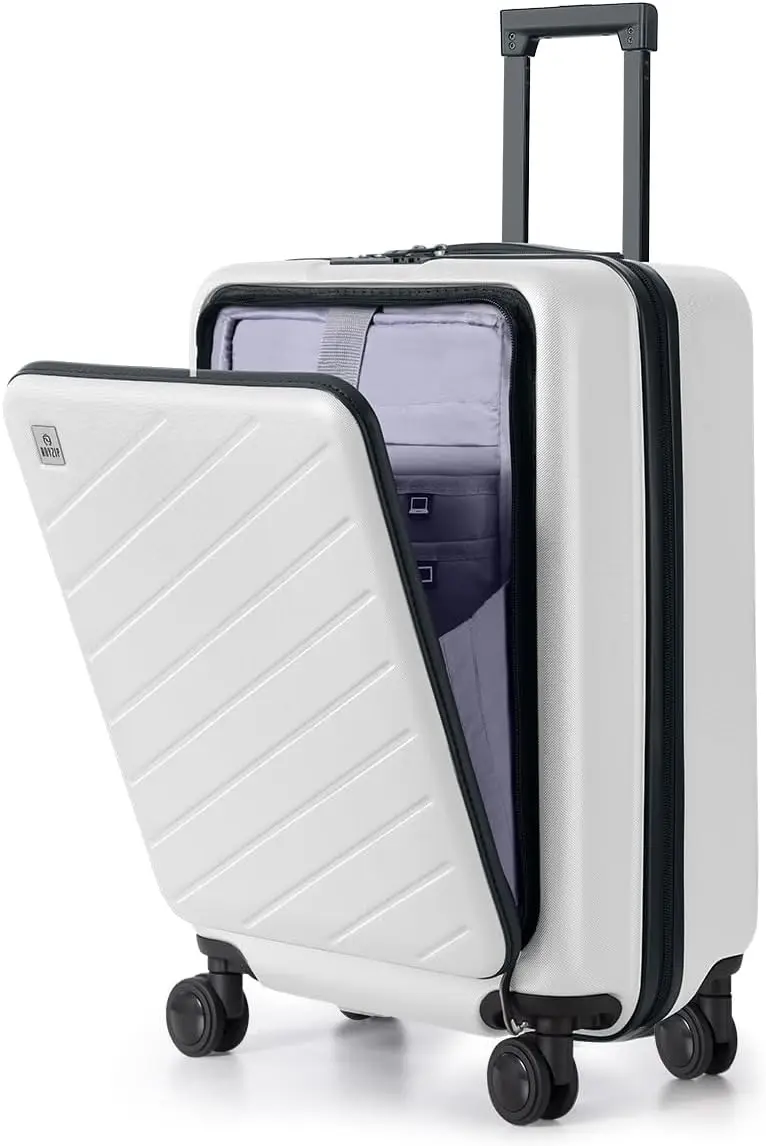 

AnyZip Carry On Luggage 20'' Suitcase with Pocket Compartment ABS+PC Spinner Wheels TSA Lock White