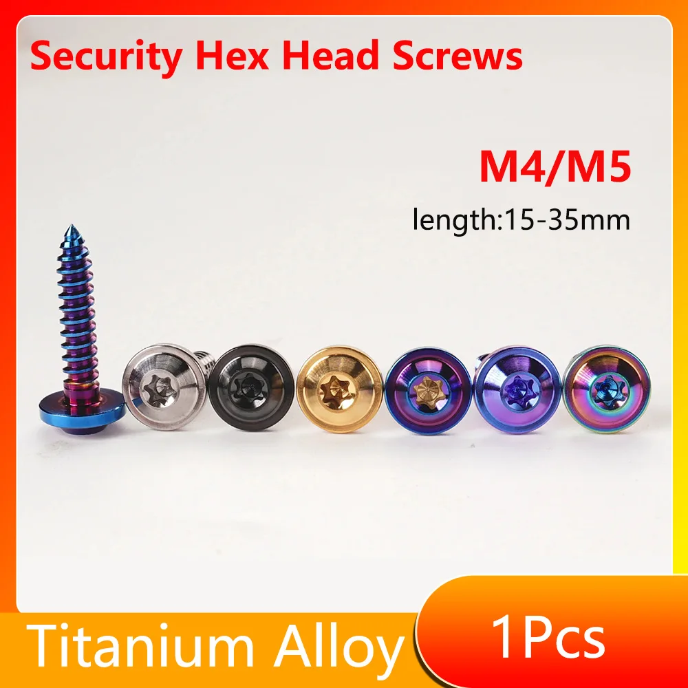M4M5 Titanium Alloy Security Hex Head Screws Tamper Proof  Screw Self-Tapping For Motorcycle License Plate Trim Panel Upgrade