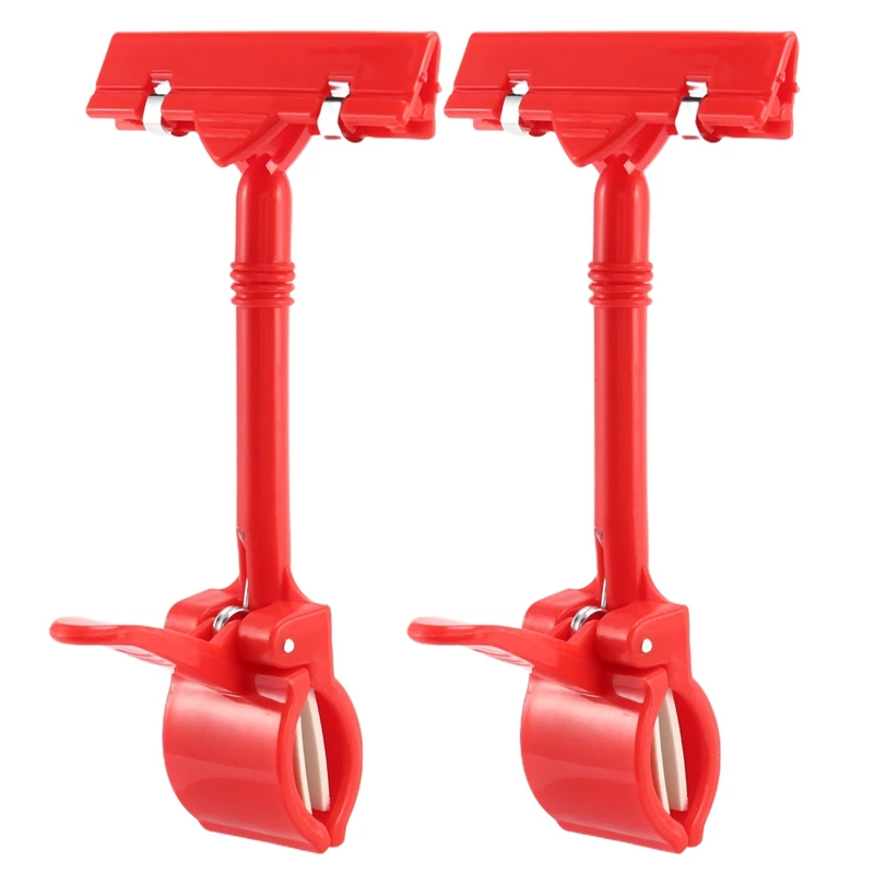 

ABGZ-2X Merchandise Retail Sign Card Price Tag Display Holder Clip Clamp Red