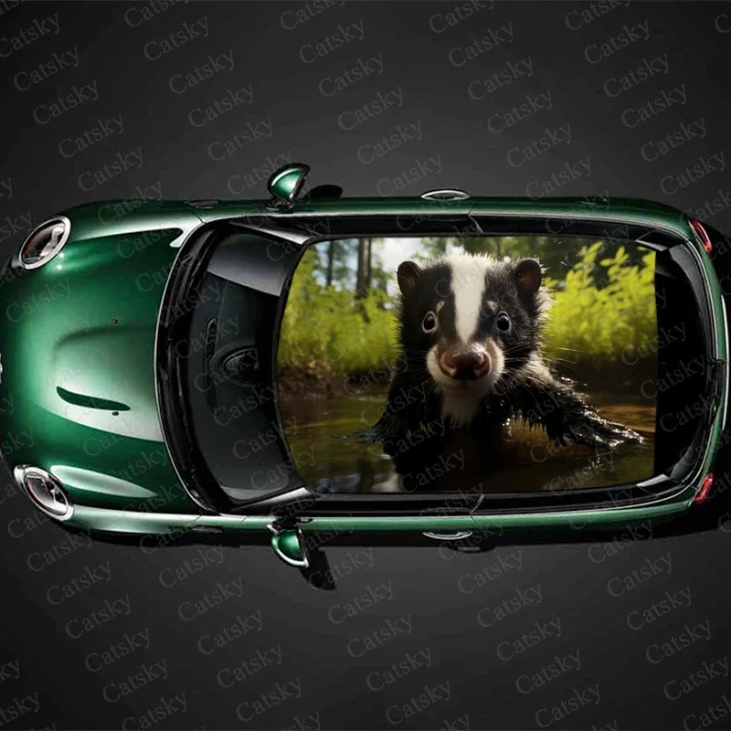 

Animal Skunk Car Roof Sticker Wrap Racing SUV Accessories Packaging Painted PVC Custom Car Graphic Decal
