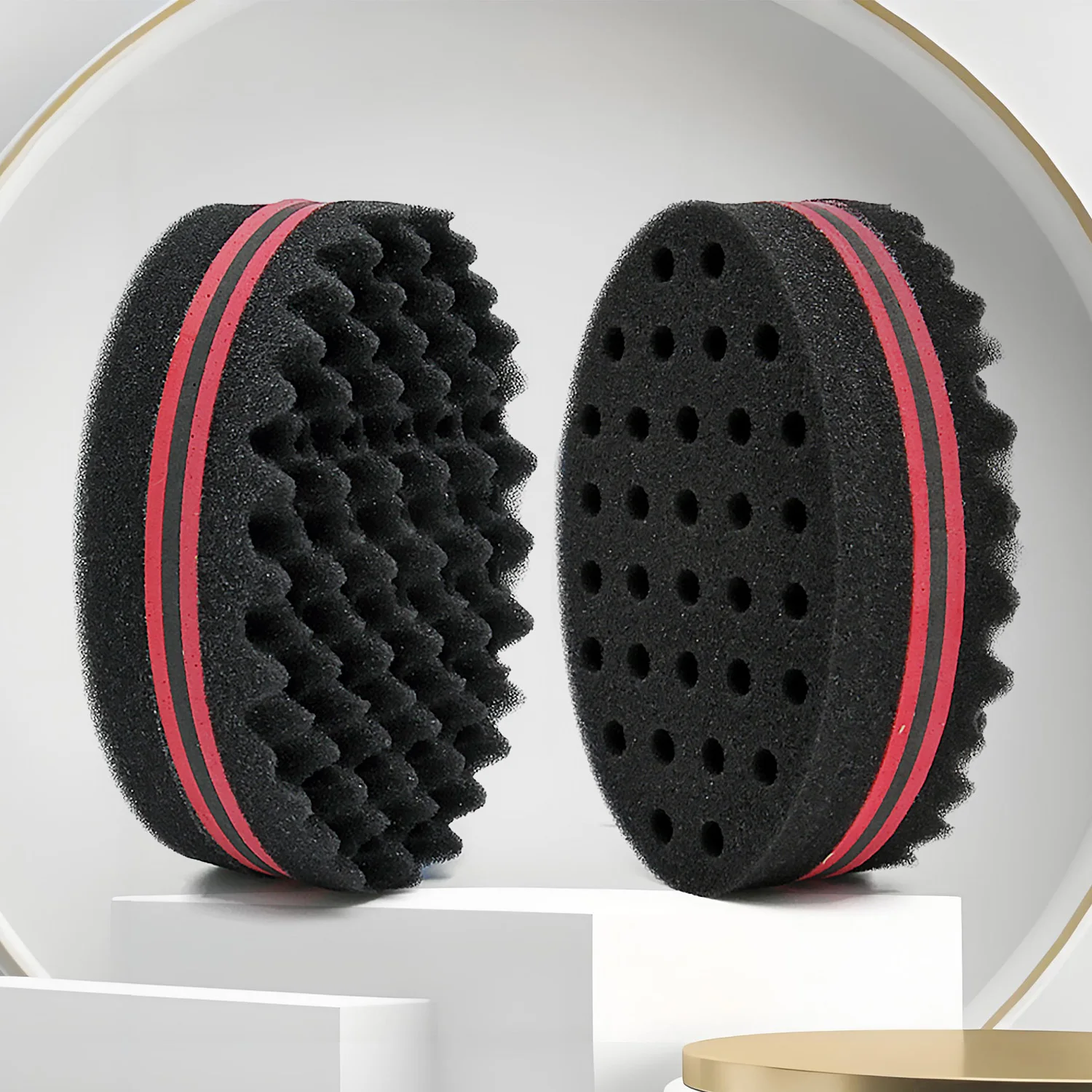 New Double-Sided Magic Twisted Hairbrush Sponge Fashion Styling Oval Dual Use Perforated Curly Sponge Wave Roll Washable Tool