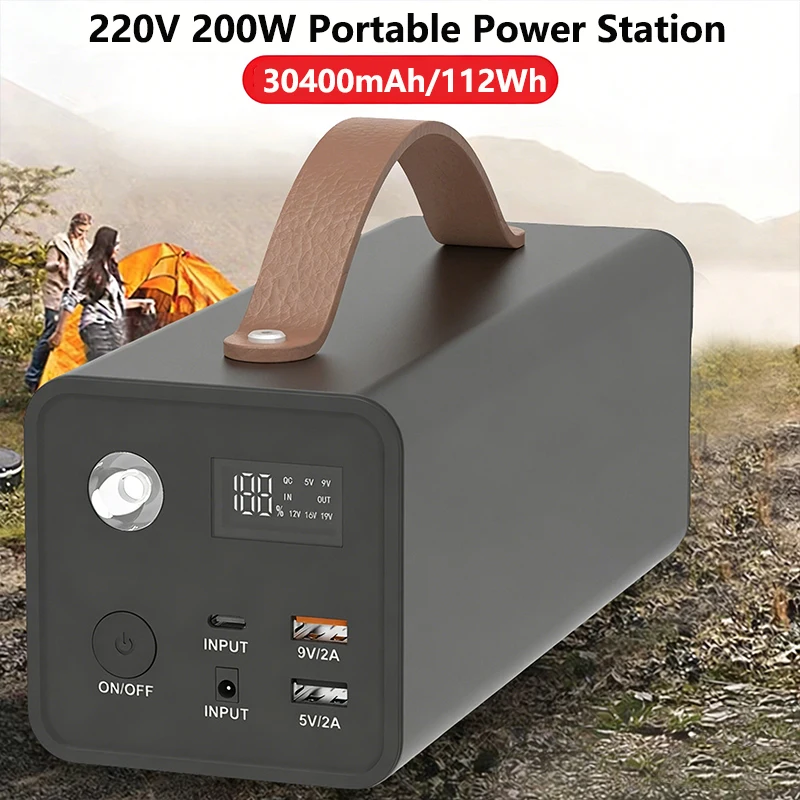 

30400mAh 200W Portable Power Station 220V AC Output Emergency Power Supply Battery Power Bank for Laptop Outdoor Camping RV Home