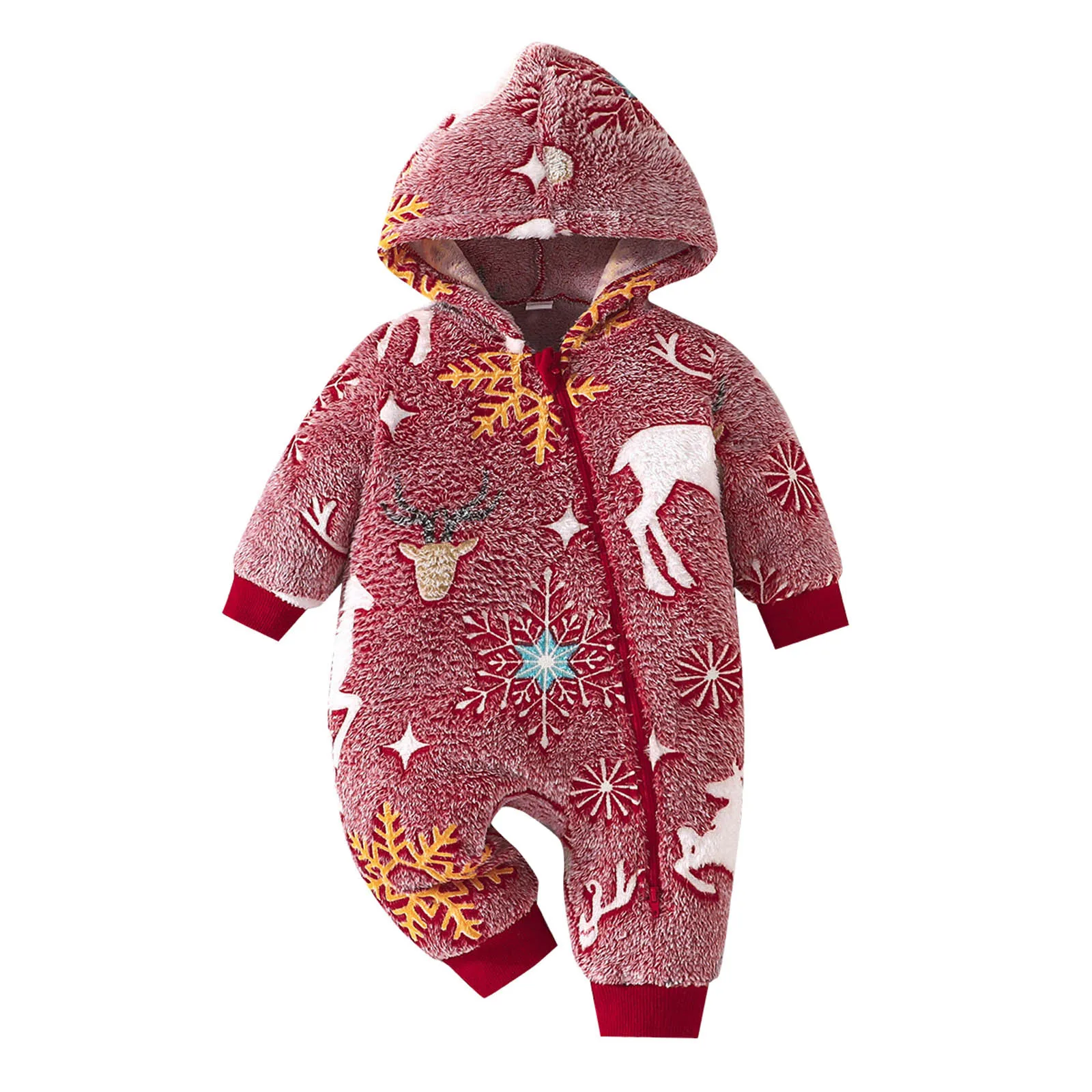 0-18 Months Newborn Baby Rompers Cute Christmas Elk Plush Infant Girls Overall Jumpsuit Autumn Winter Warm Baby Boys Clothes