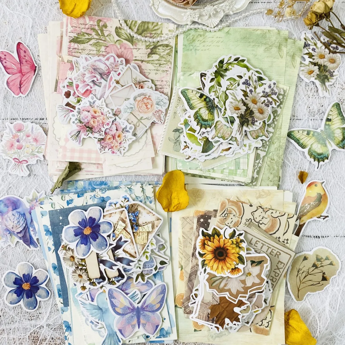 Journamm 100 Blatt Scrapbooking-Zubehör, Papieraufkleber, Scrapbook-Papier, Scrapbooking-Materialien zum Erstellen von Dekor-Junk-Tagebüchern
