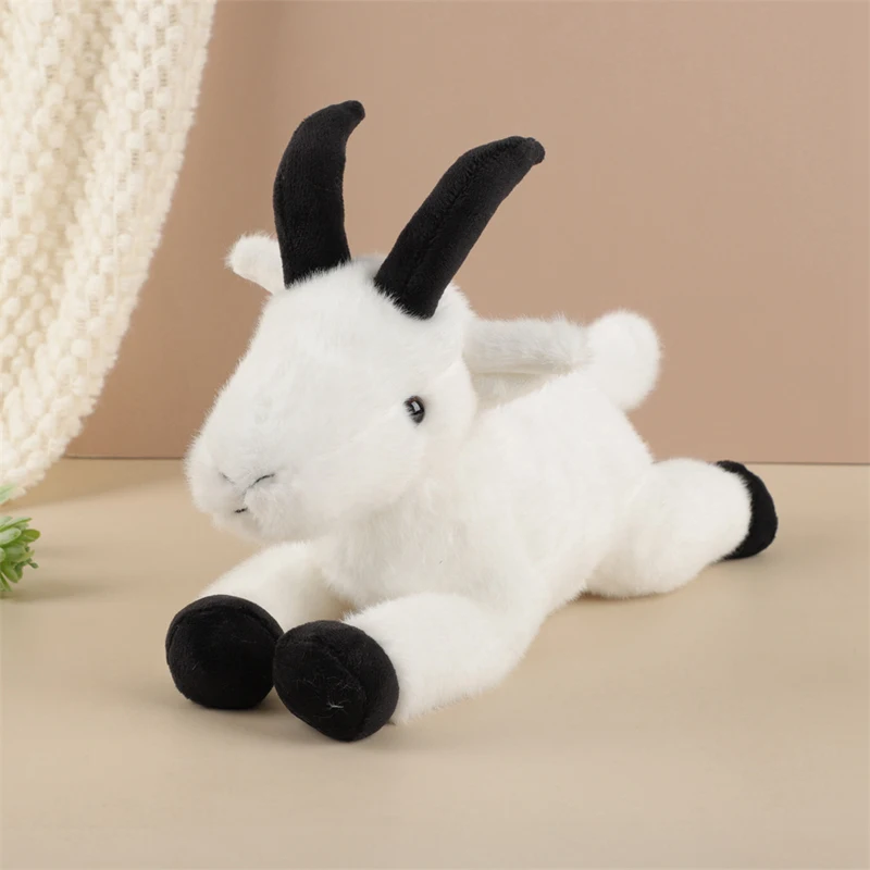 

Ranch Animal Series Soft Cute Simulated Black White Goat Mountain Lifelike Plush Toy Stuffed Sheep Animal Birthday Gift Kids Toy