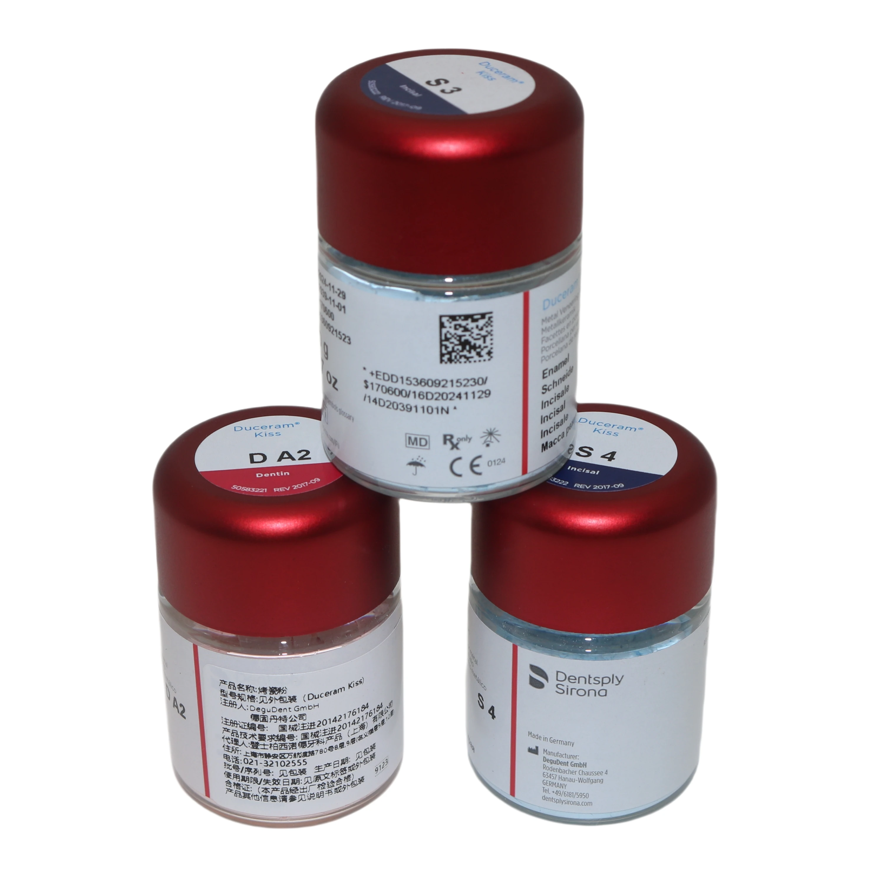 20g Dentsply Sirona Duceram Kiss porcelana polvo opaco Dentin goma gripe dentro laboratorio Dental Material de porcelana chapa de Metal