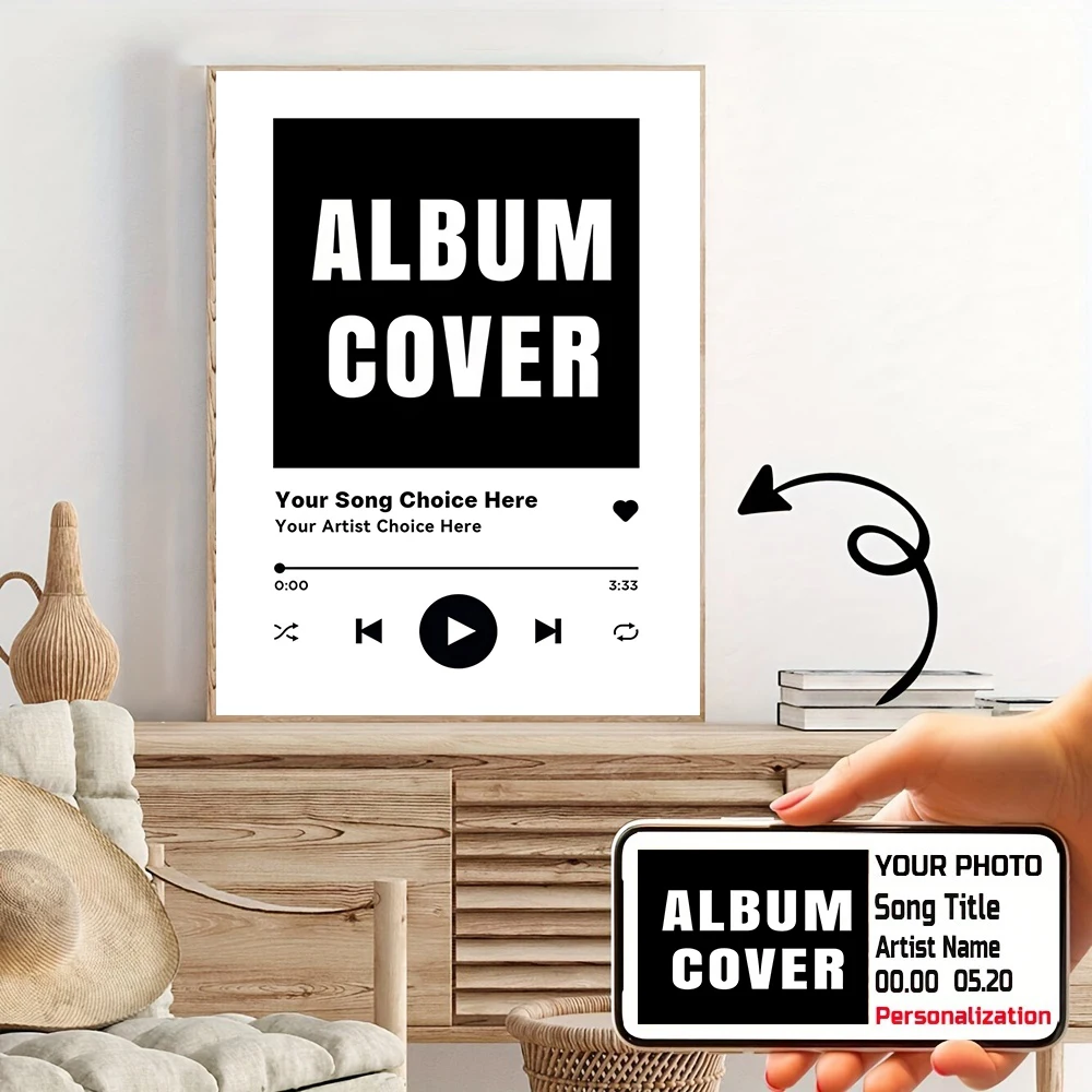 Custom Photo & Music Album Canvas Printing Personalized Wedding Valentine's Day Wall Art Poster for Home Decor Anniversary Gift