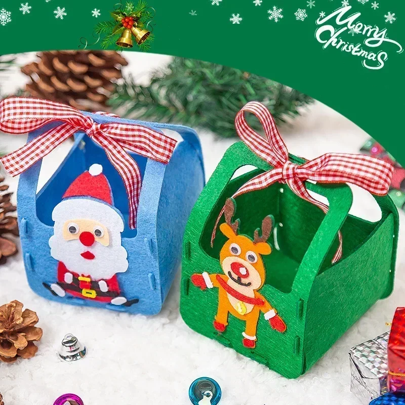 Boîte cadeau de Noël bricolage pour enfants, sac à bonbons, artisanat fait à la main, jouet, sac à main, matériaux de décoration de Noël, kits, jouets pour enfants