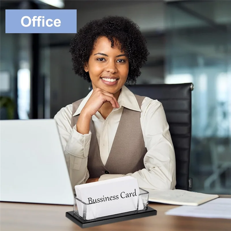 Acrylic Business Card Holder For Desk, 2 Pcs Desktop Business Card Holder Acrylic Name Card Display Stand Organizer