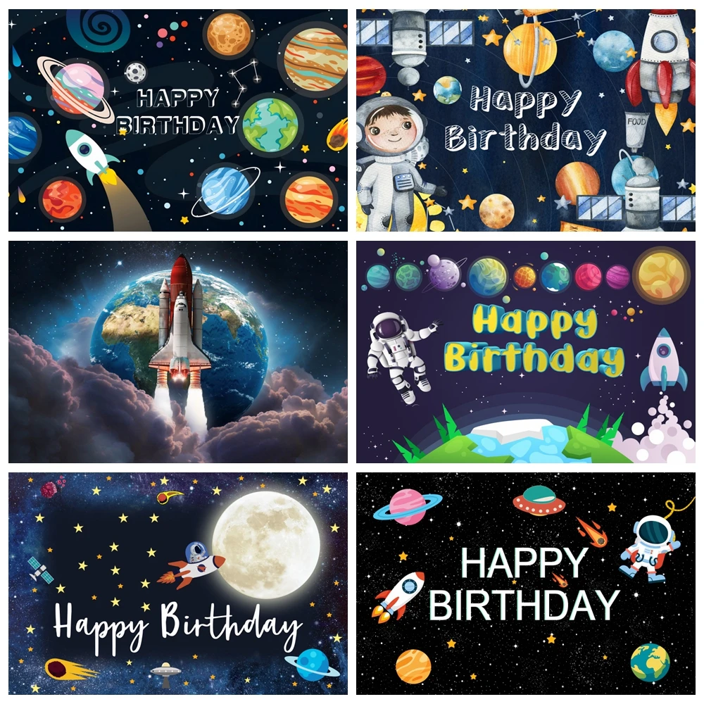 

Astronaut Space Planet Backdrop Kids Photography Stars Mars 1st Birthday Party Universe Starry Sky Decor Props Photo Studio