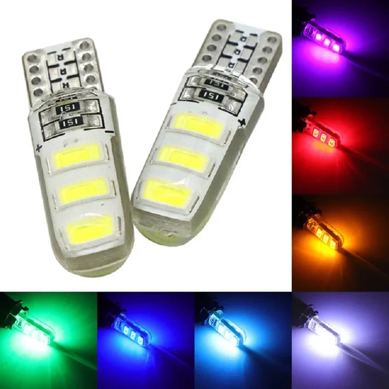 

10 шт. светодиодные W5W T10 194 168 W5W COB 6SMD светодиодные парковочные лампы с автоклином габаритные лампы CANBUS Silica яркие белые лампы номерного света